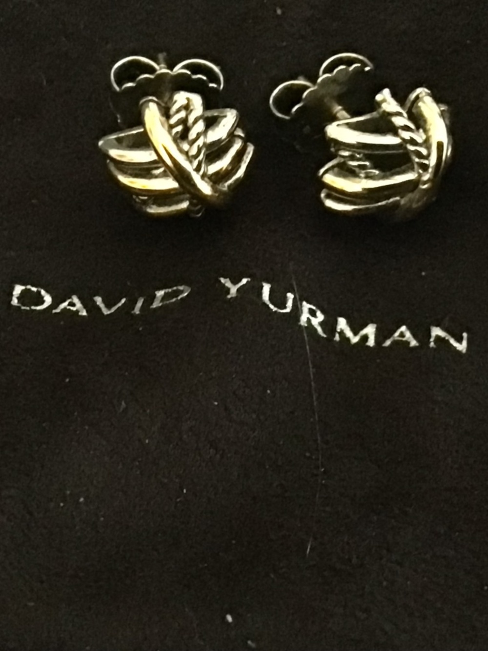 David Yurman silver & gold Crossover stud earrings